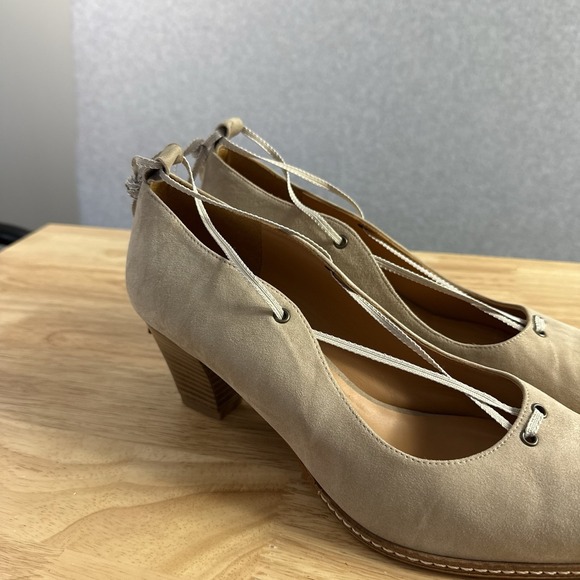 SUNDANCE Odell Heels Taupe Beige Suede Ankle Lace Up Heels 10-10.5 41 - Picture 2 of 8